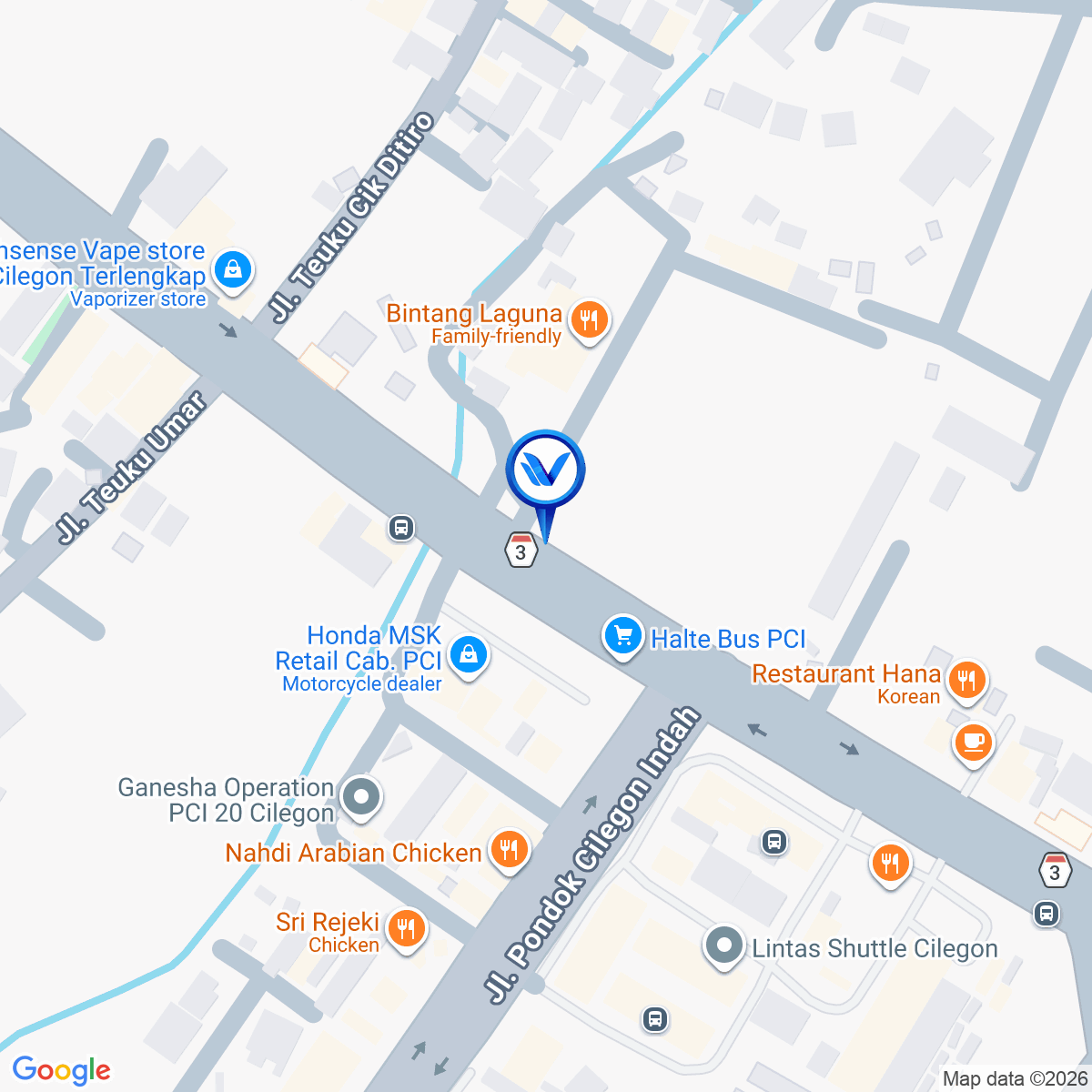 Peta Lokasi JI. Ahmad Yani (Pertamina Cilegon) Kota Cilegon - Banten