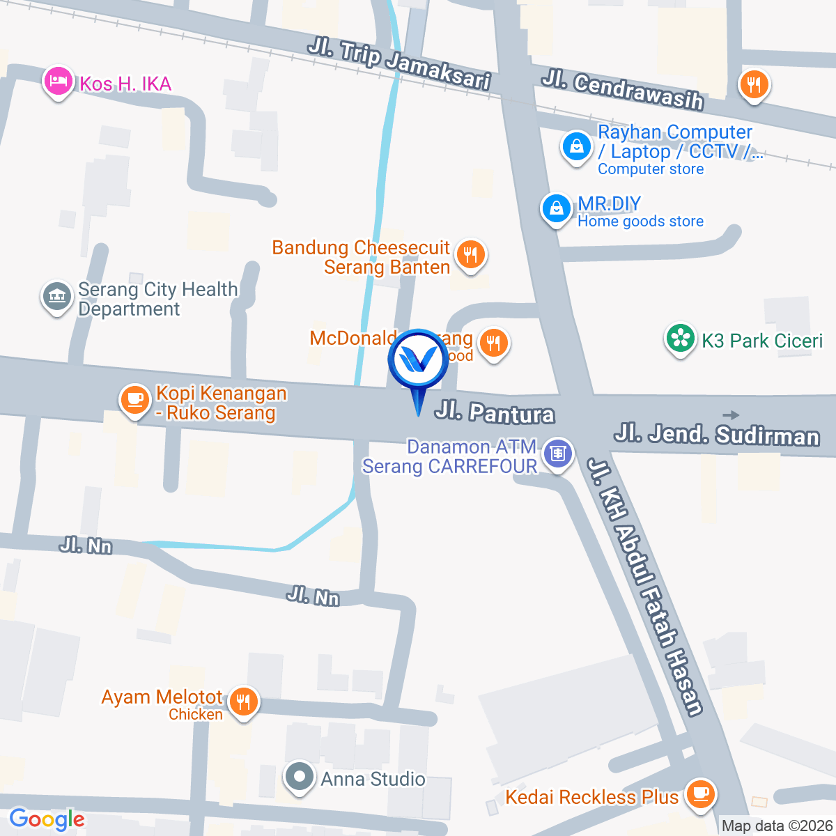 Peta Lokasi JI. Ahmad Yani (Ciceri-Carefour) Serang - Banten